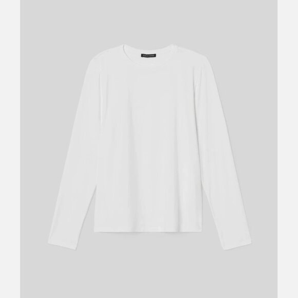 Eileen Fisher White Fine Jersey Crew Neck Basic Length Top - Picture 5 of 5